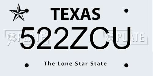 522ZCU Texas License Plate