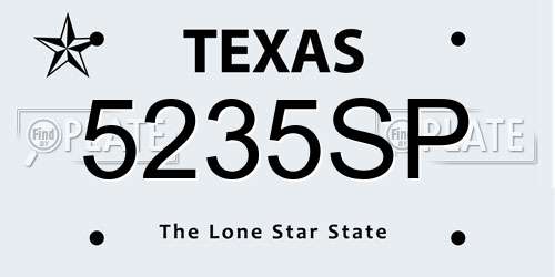5235SP Texas License Plate