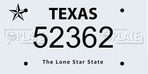 52362 Texas License Plate