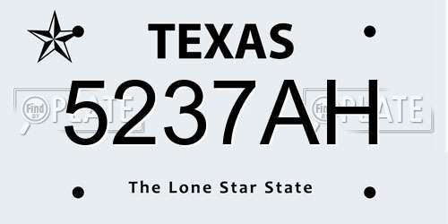 5237AH Texas License Plate