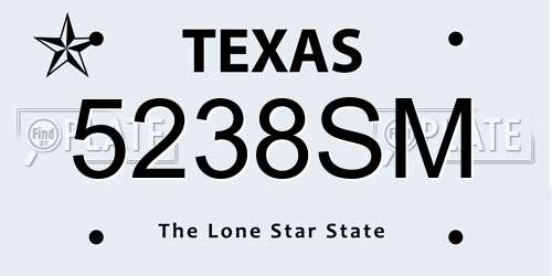 5238SM Texas License Plate