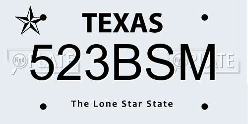 523BSM Texas License Plate