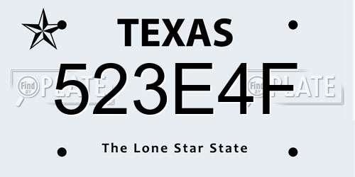 523E4F Texas License Plate