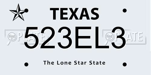 523EL3 Texas License Plate