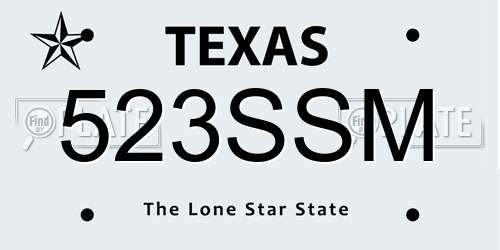 523SSM Texas License Plate