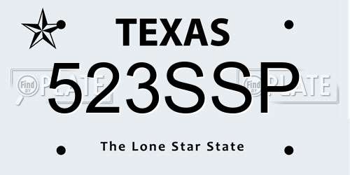 523SSP Texas License Plate