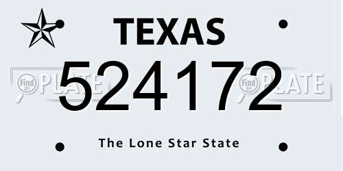 524172 Texas License Plate