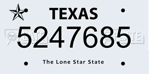 5247685 Texas License Plate