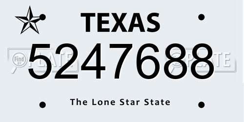 5247688 Texas License Plate