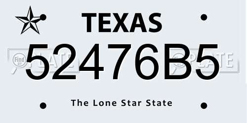 52476B5 Texas License Plate