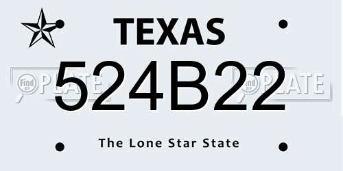 524B22 Texas License Plate