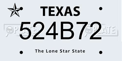 524B72 Texas License Plate