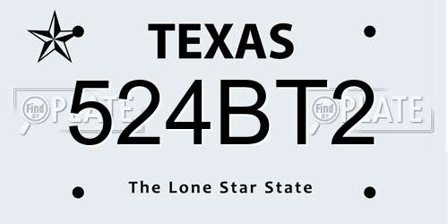 524BT2 Texas License Plate