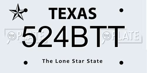 524BTT Texas License Plate