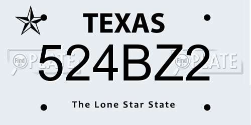524BZ2 Texas License Plate