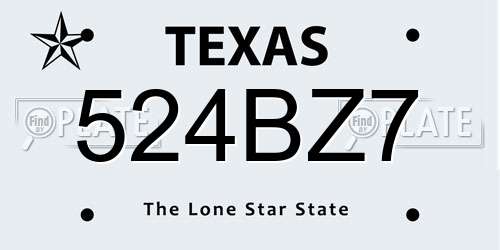 524BZ7 Texas License Plate