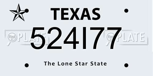 524I77 Texas License Plate