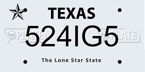 524IG5 Texas License Plate