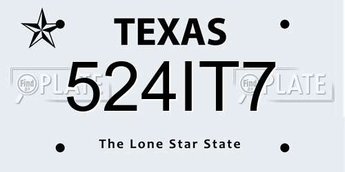 524IT7 Texas License Plate