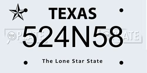 524N58 Texas License Plate