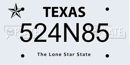 524N85 Texas License Plate