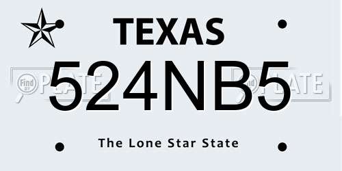 524NB5 Texas License Plate