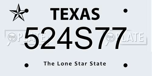 524S77 Texas License Plate