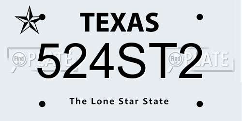 524ST2 Texas License Plate