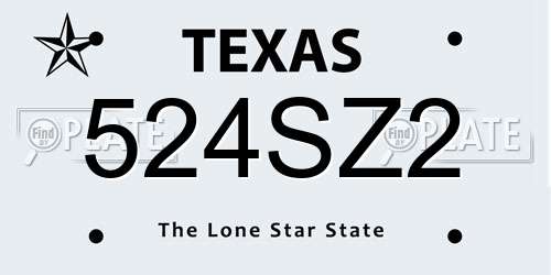 524SZ2 Texas License Plate
