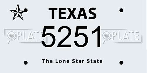 5251 Texas License Plate