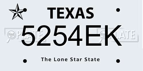 5254EK Texas License Plate