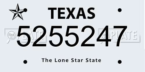 5255247 Texas License Plate