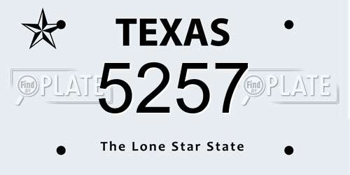 5257 Texas License Plate