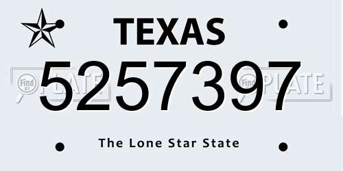 5257397 Texas License Plate