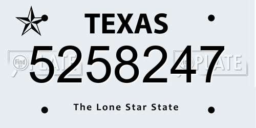 5258247 Texas License Plate