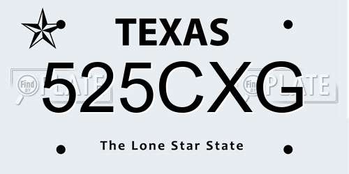 525CXG Texas License Plate