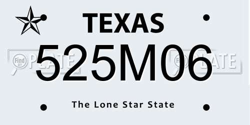525M06 Texas License Plate