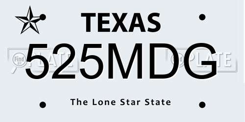 525MDG Texas License Plate
