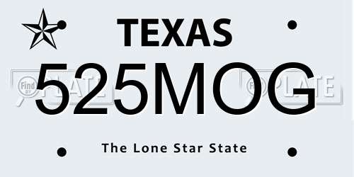 525MOG Texas License Plate