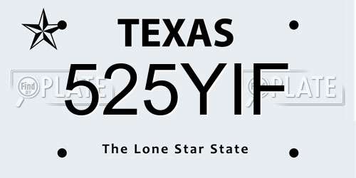525YIF Texas License Plate