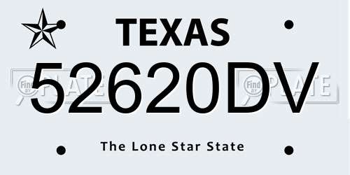 52620DV Texas License Plate