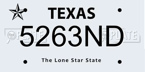5263ND Texas License Plate