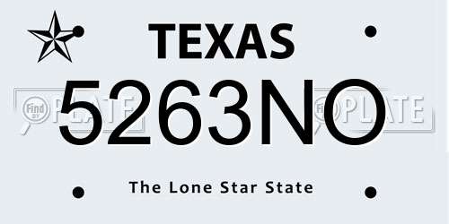 5263NO Texas License Plate