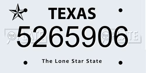 5265906 Texas License Plate