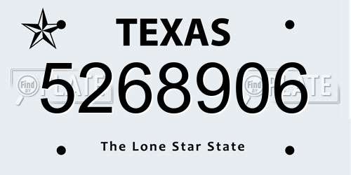 5268906 Texas License Plate