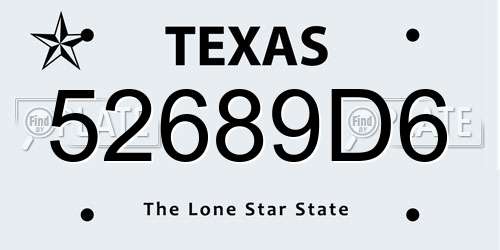 52689D6 Texas License Plate