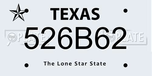 526B62 Texas License Plate