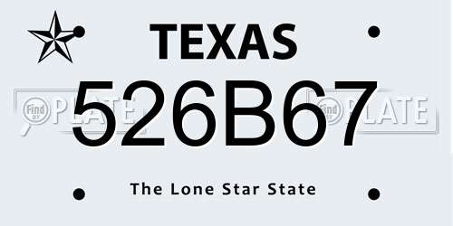 526B67 Texas License Plate