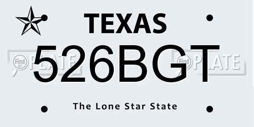 526BGT Texas License Plate