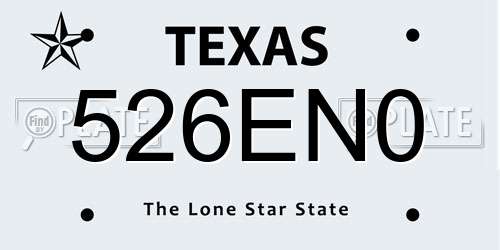 526EN0 Texas License Plate